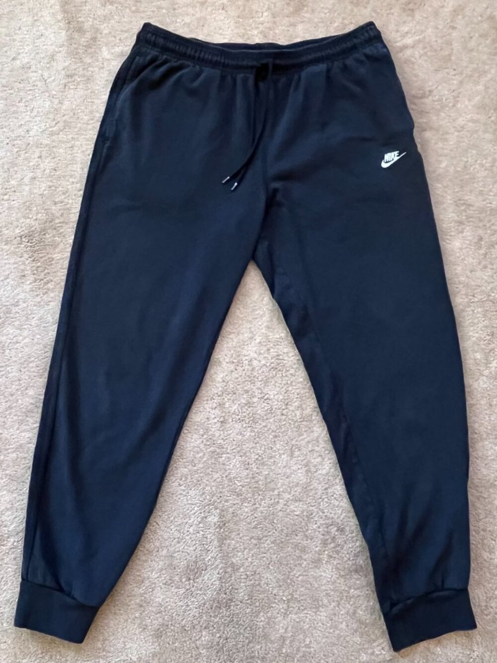 Nike Men's Sportswear Club Knit Joggers Black Drawstring Sweatpants Size L